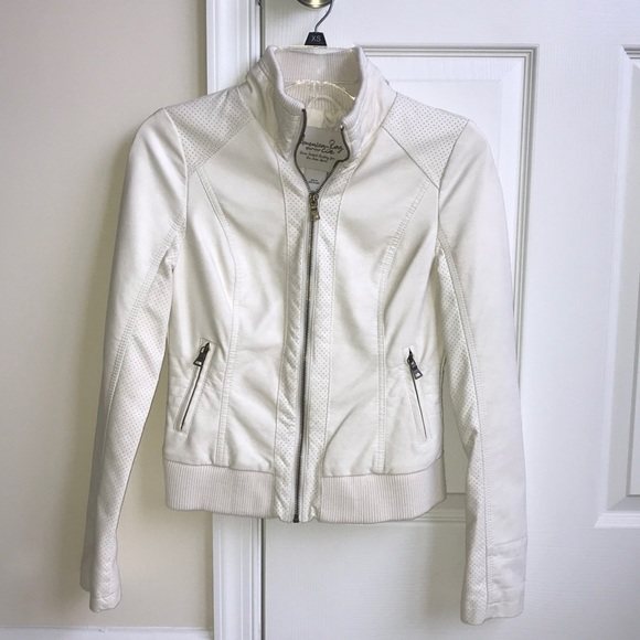 SOLD American Rag white leather motojacket XS - Picture 1 of 4
